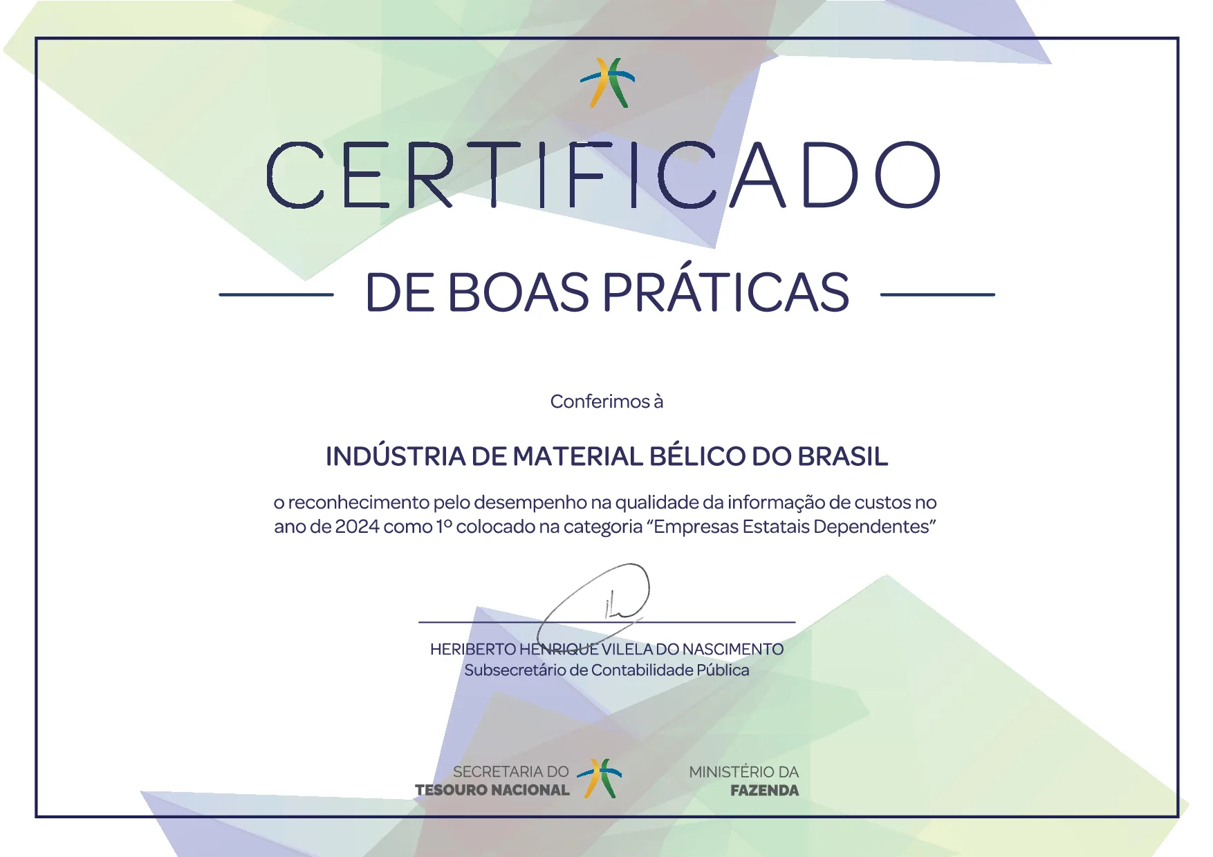 IMBEL sagra-se vencedora no Ranking da Qualidade da Informação de Custos 2023-2024